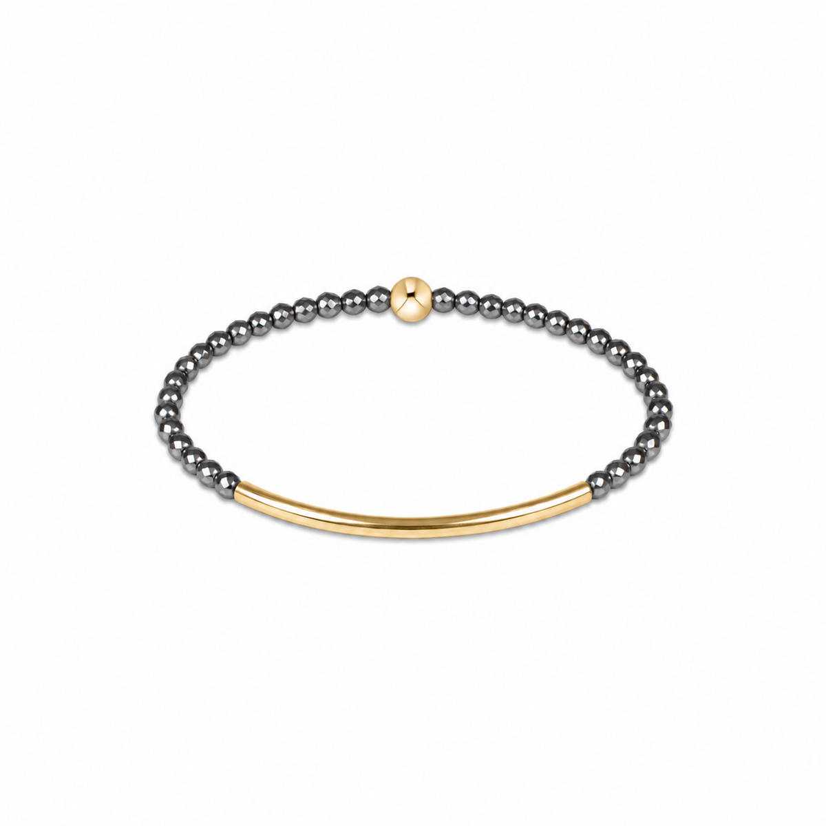 Bliss Bar Gold 2mm Faceted Hematite Bracelet