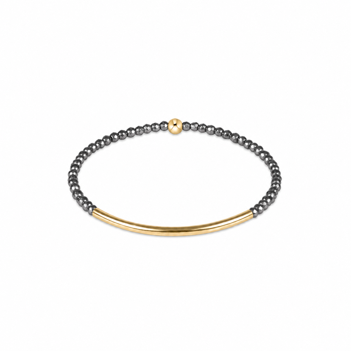 Bliss Bar Gold 2mm Silver Faceted Hematite Bracelet