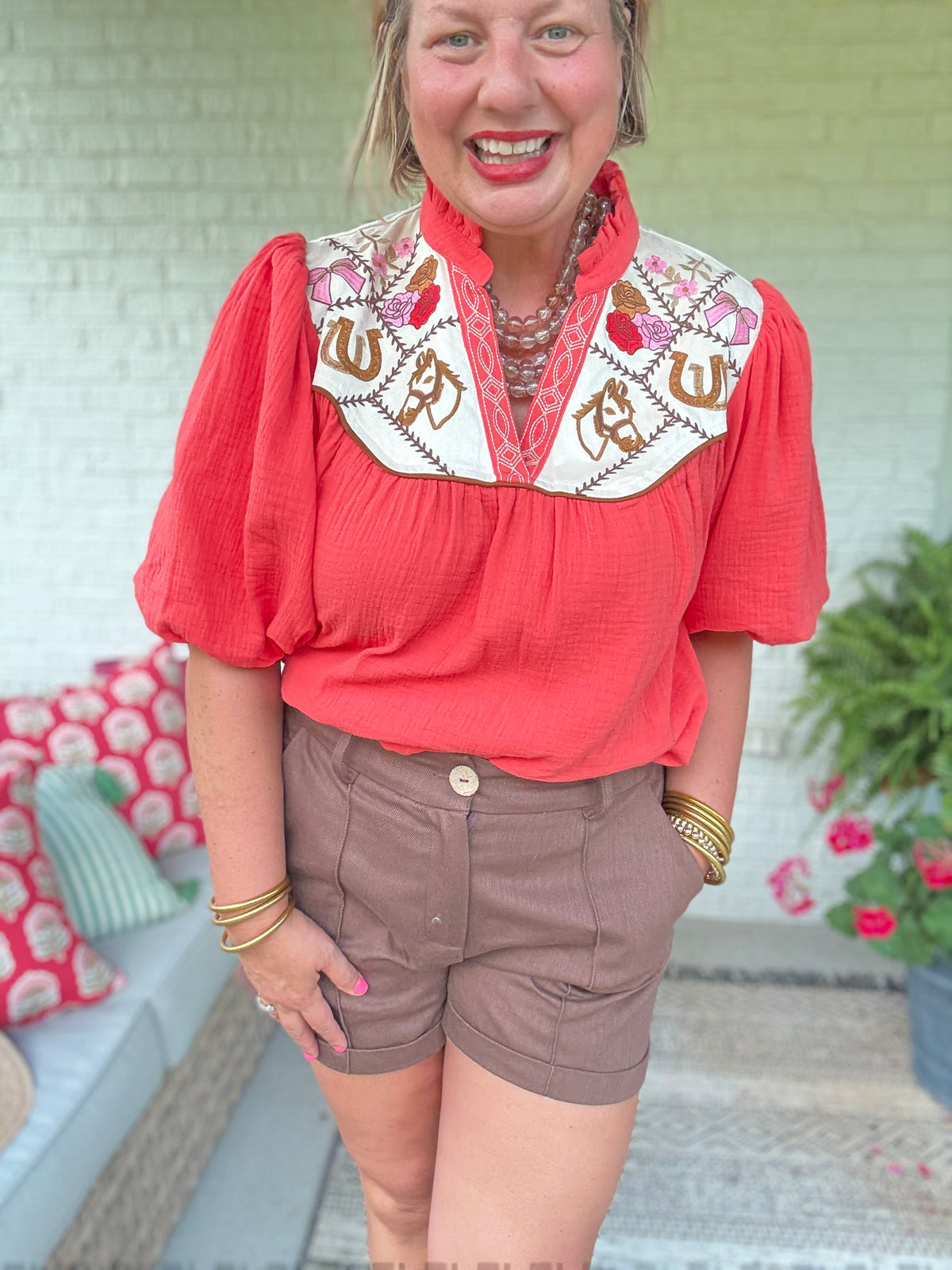 Daisy Rodeo Top - Orange