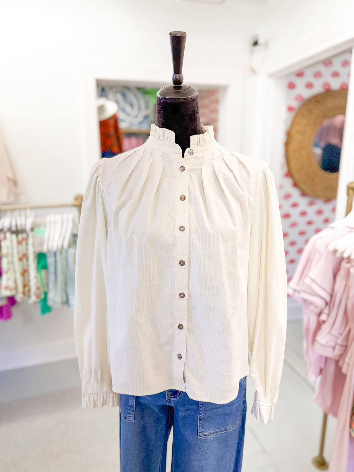 Corduroy Button Down Shirt - Cream
