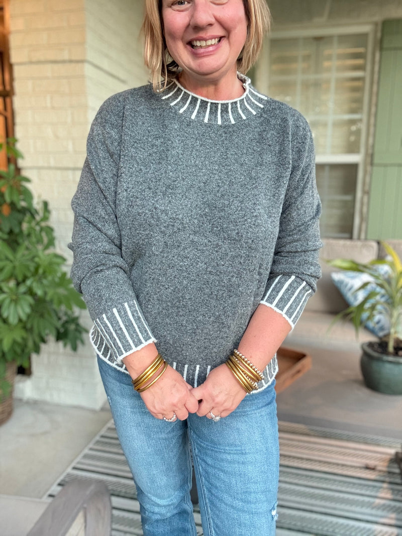 Mae Mock Turtleneck Sweater - Charcoal