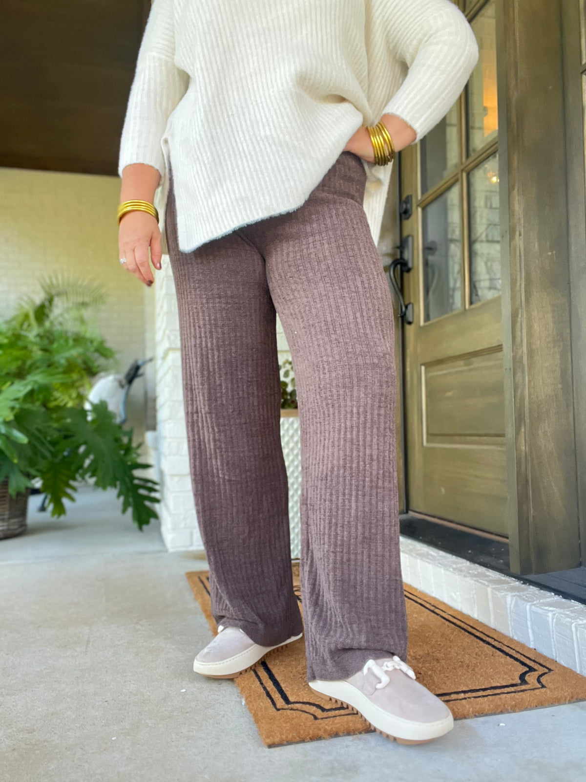 CozyChic Ultra Lite Ribbed Lounge Pants - Java