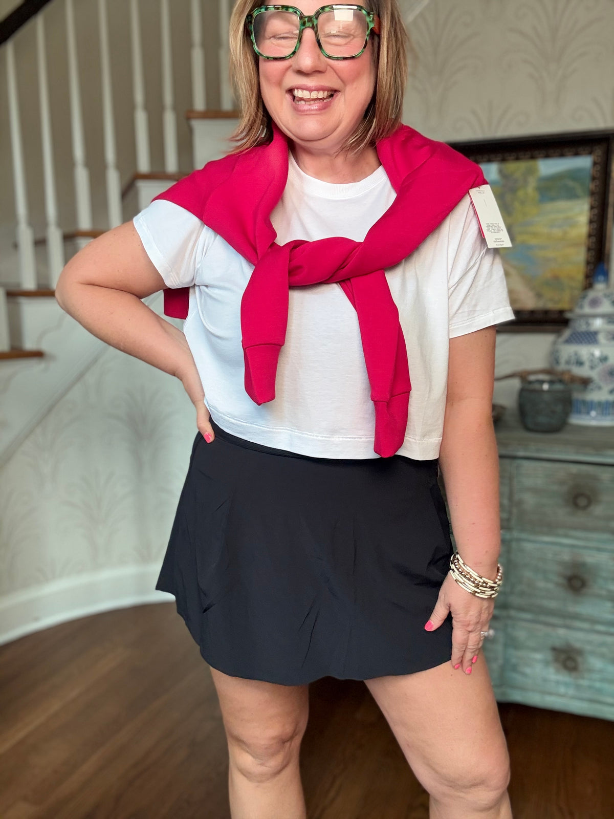 SPANX BoostUp Pleated Skort, 14" - Very Black