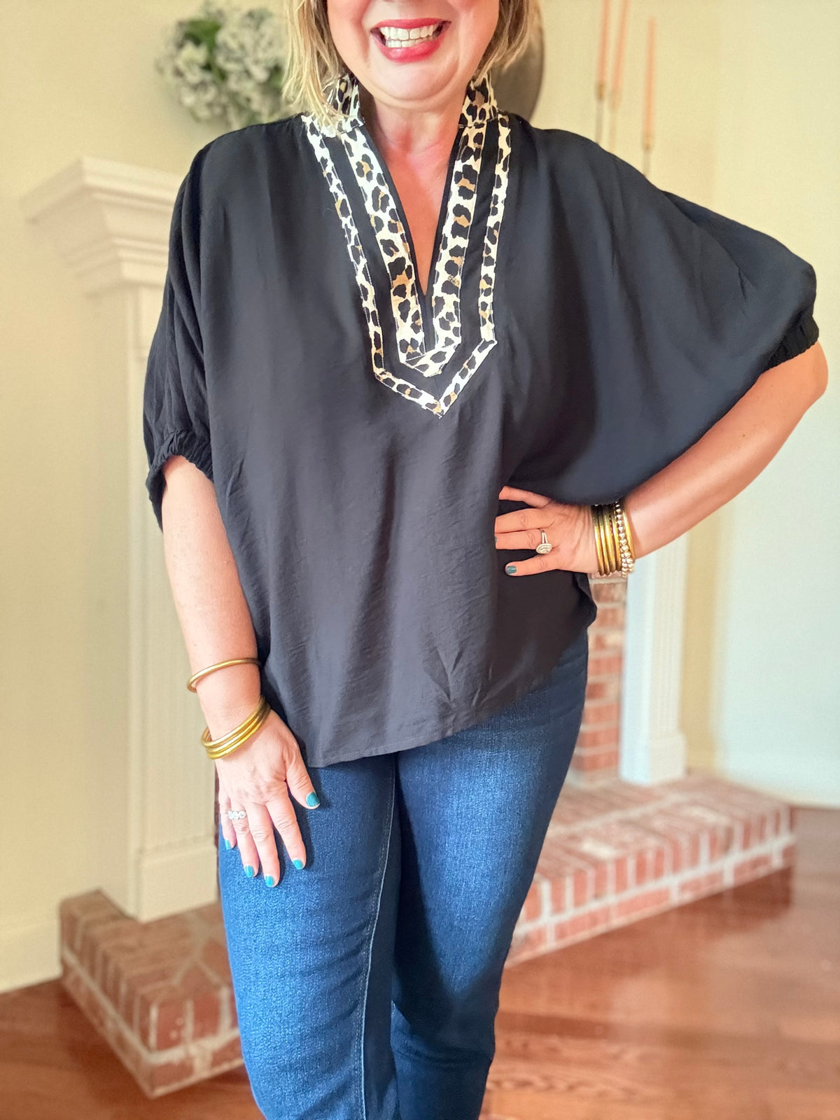 Taylor Wild Streak Tunic Top - Black