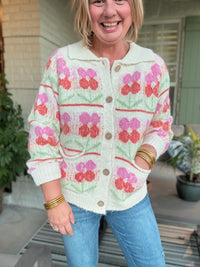 Vintage Floral Knit Cardigan
