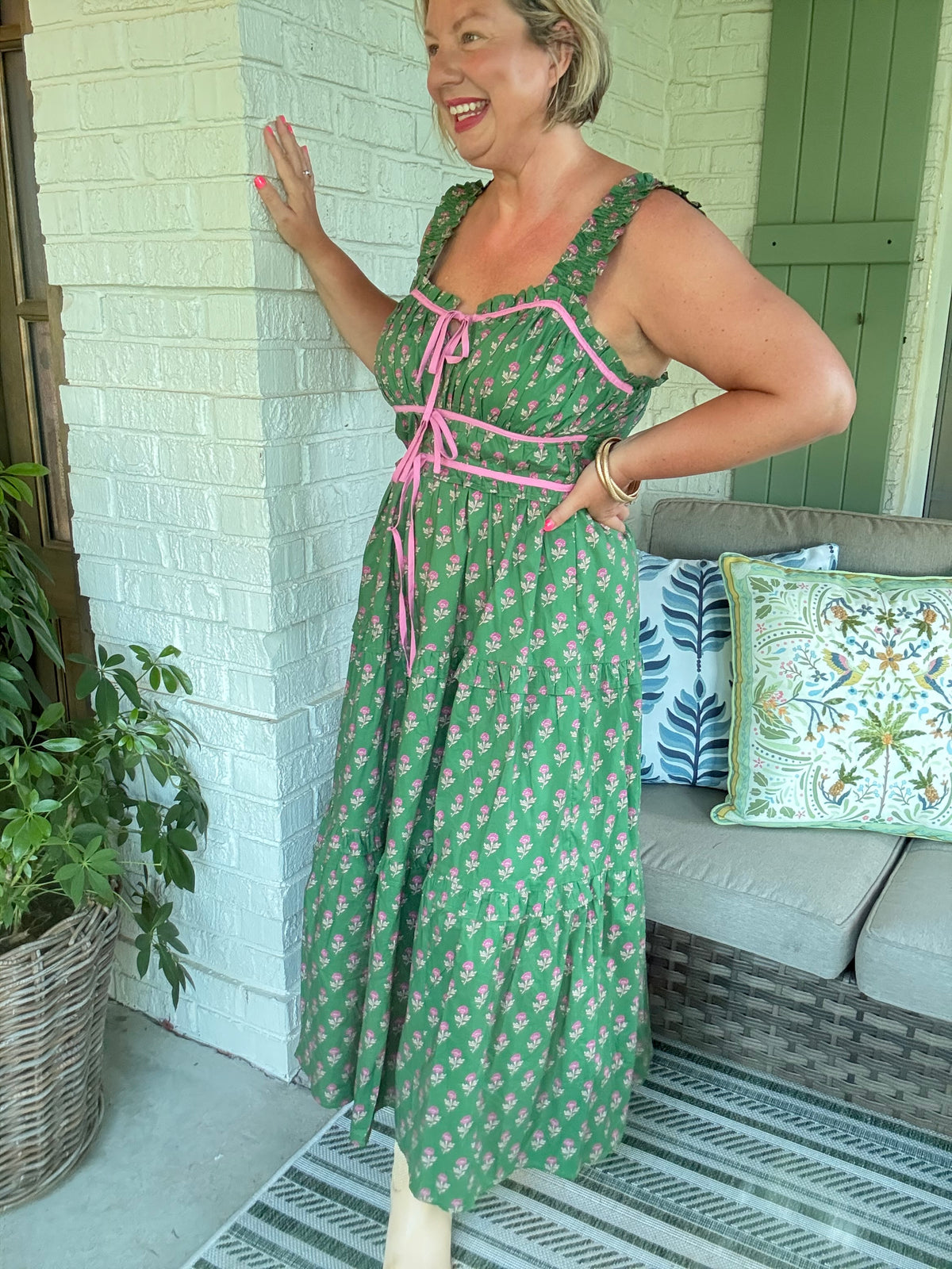 Beautiful in Bows Green Dress