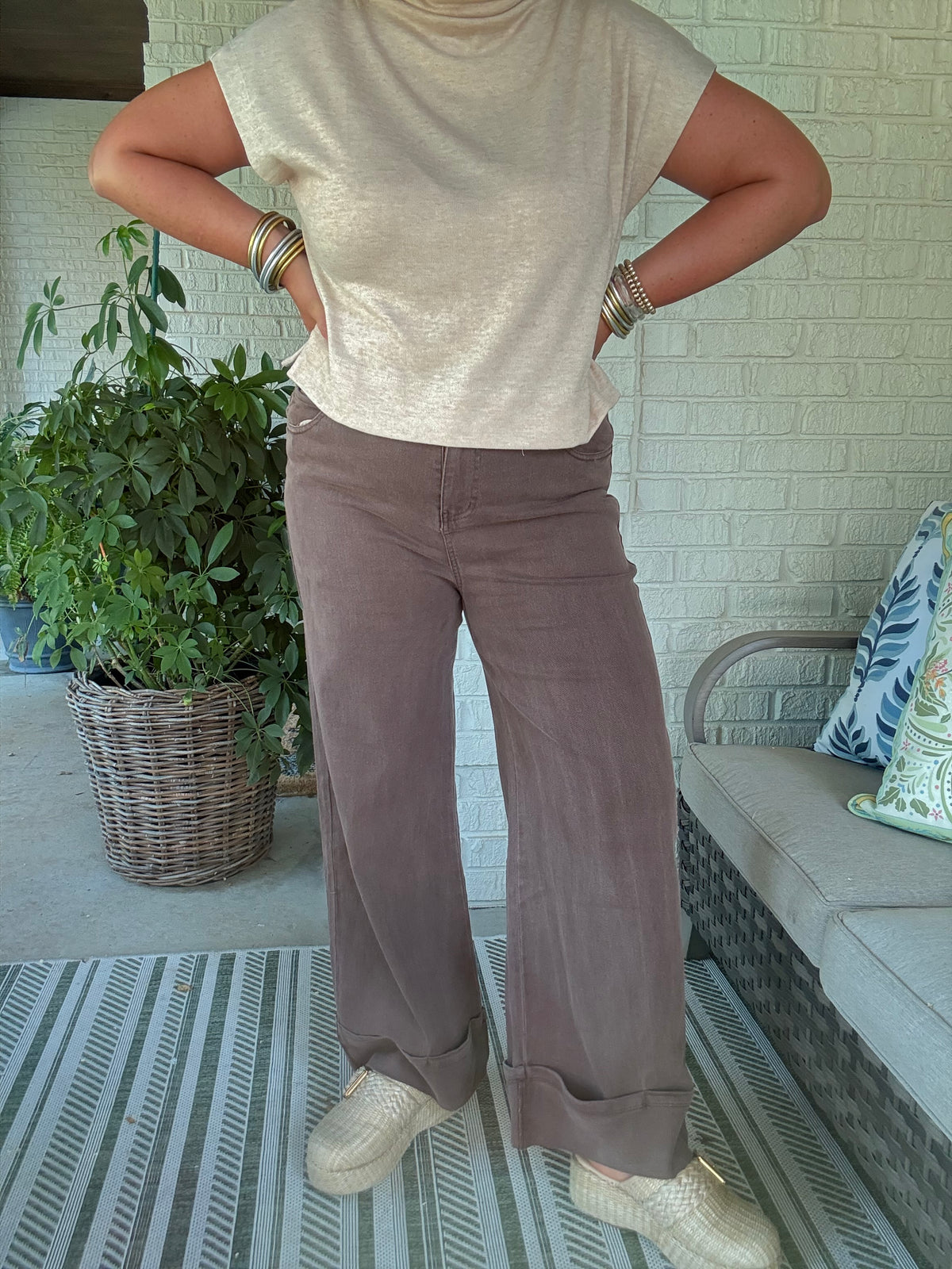 Anna Cuffed Pant - Brown