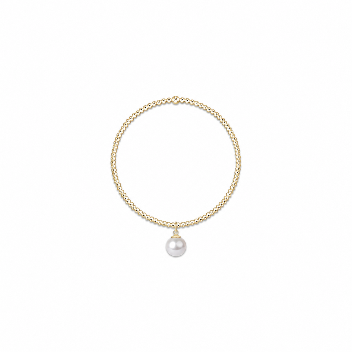 Classic Gold 2mm Bracelet - Classic Pearl 8mm Charm