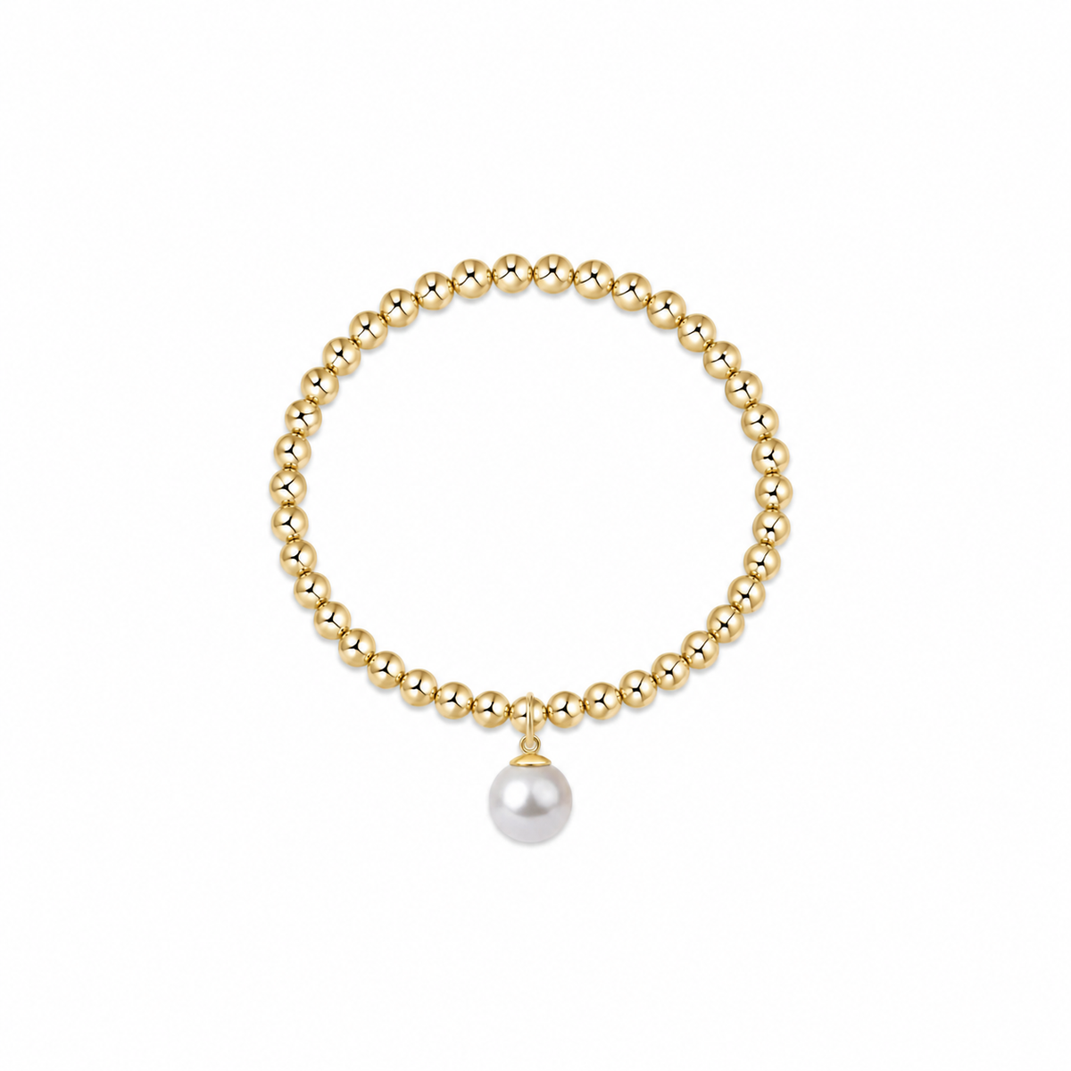Classic Gold 3mm Bracelet - Classic Pearl 10mm Charm