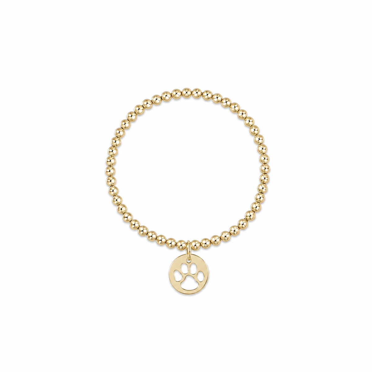 Classic Gold 3mm Bracelet - Paw Print Gold Disc