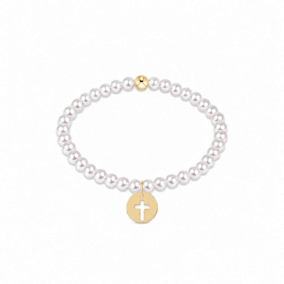 Classic Pearl 3mm Bracelet - Blessed Gold Disc