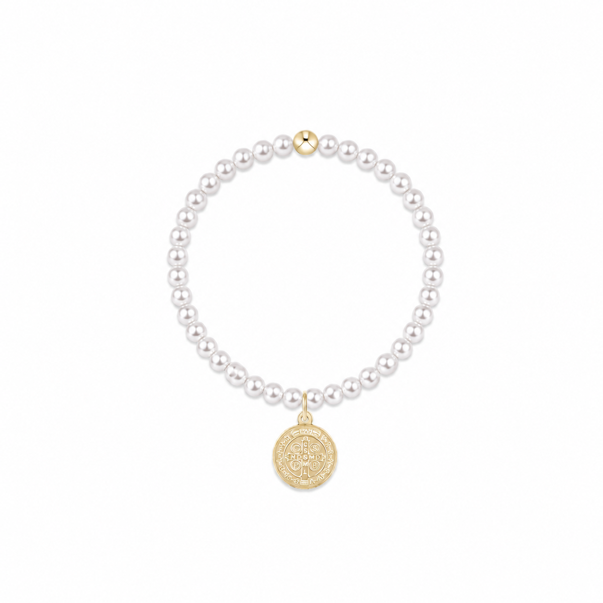 Classic Pearl 3mm Bracelet - Blessing Gold Disc