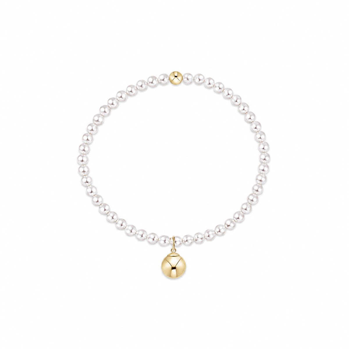 Classic Pearl 3mm Bracelet - Classic Gold 10mm Charm