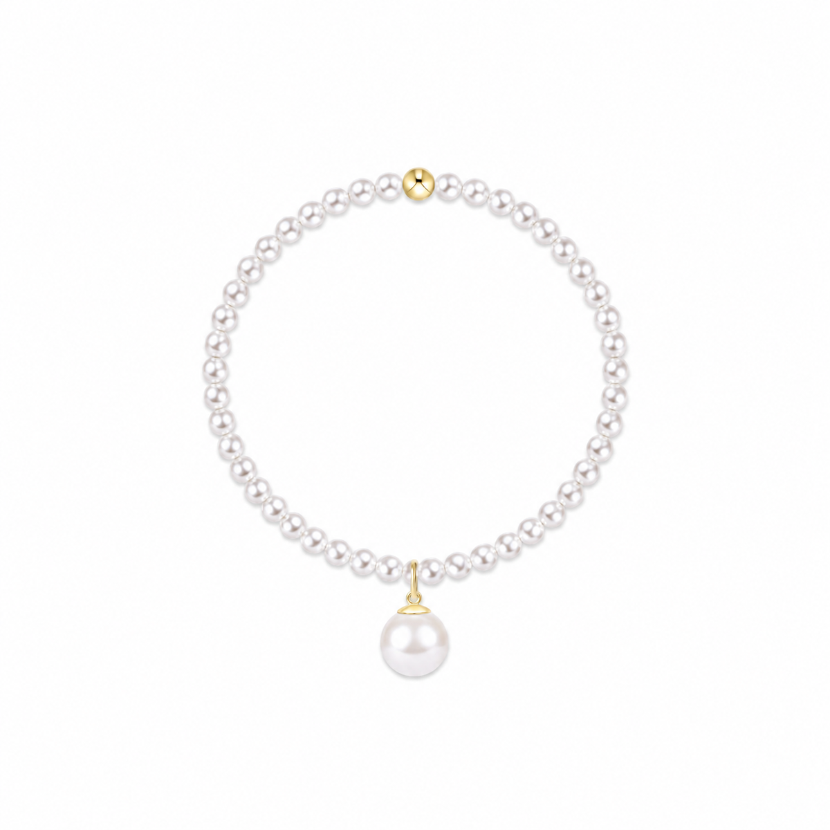 Classic Pearl 3mm Bracelet - Classic Pearl 10mm Charm