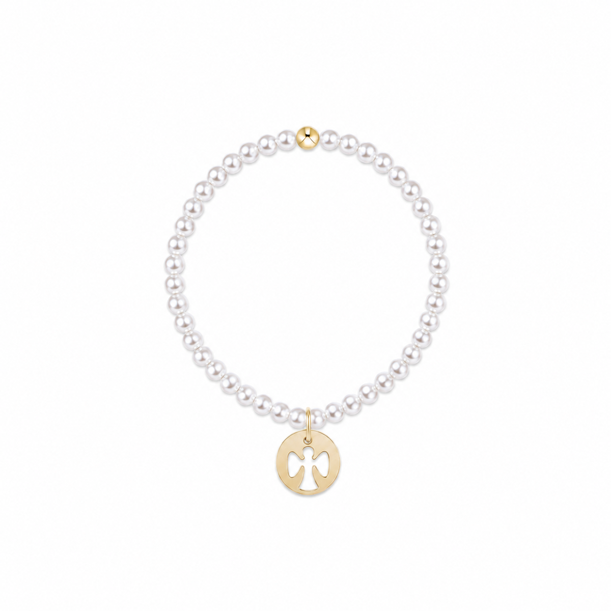 Classic Pearl 3mm Bracelet - Guardian Angel Gold Disc