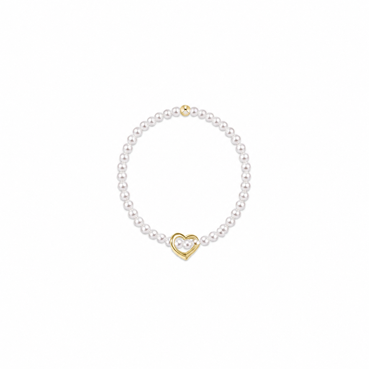 Classic Pearl 3mm Bracelet - Love Gold Charm