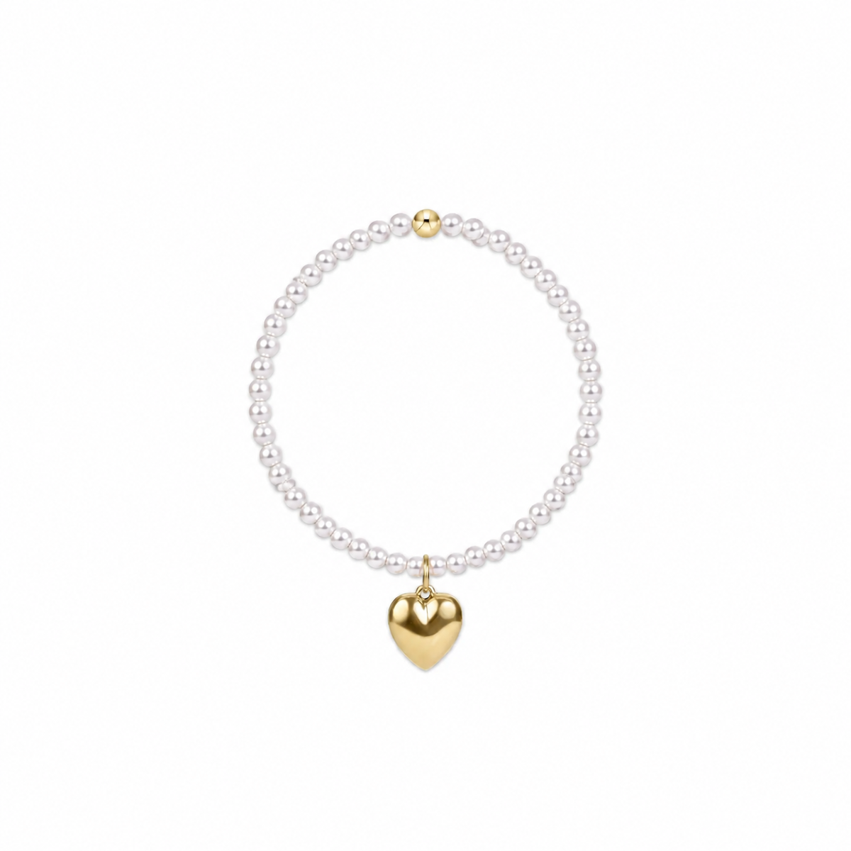 Classic Pearl 3mm Bracelet - Love Plush Gold Charm
