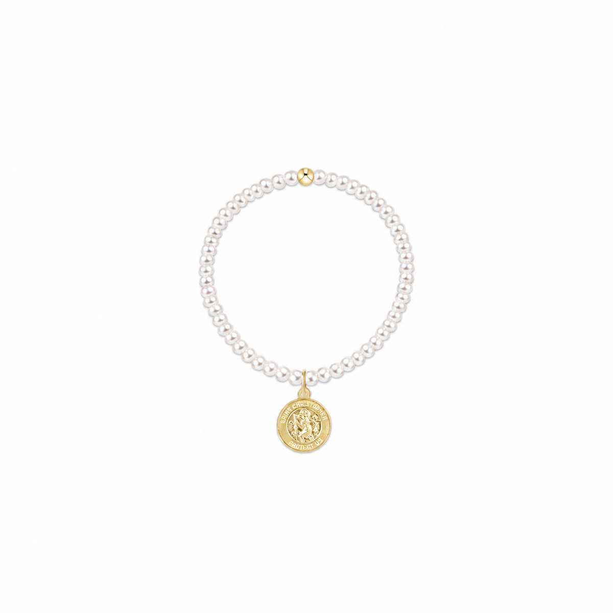 Classic Pearl 3mm Bracelet - Protection Gold Disc