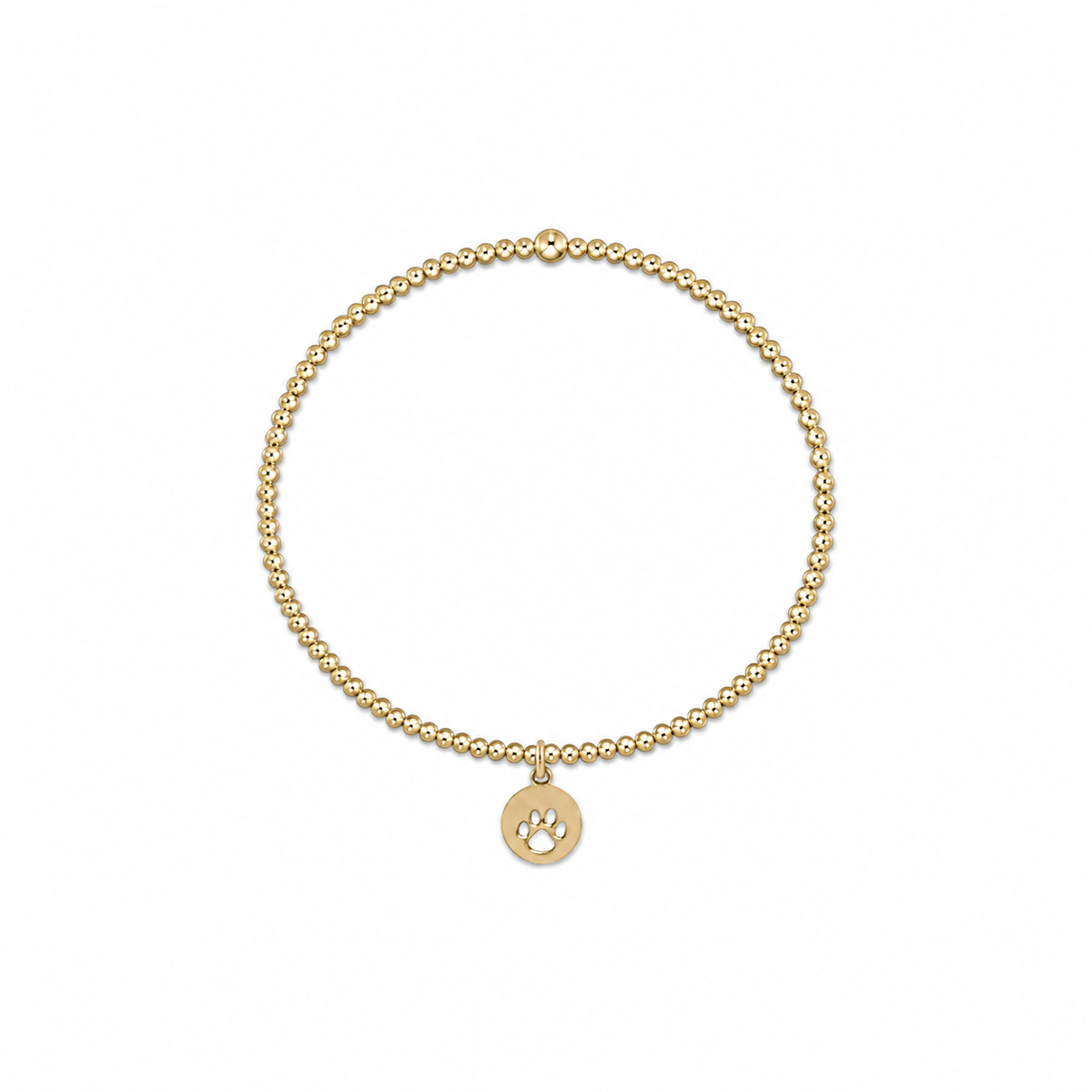Classic Gold 2mm Bracelet - Paw Print Small Gold Disc