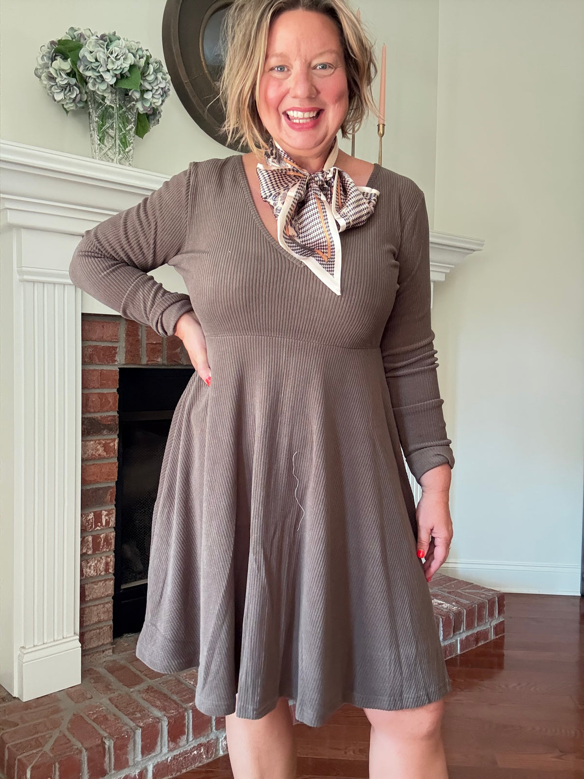Maple Muse Brown Knit Dress