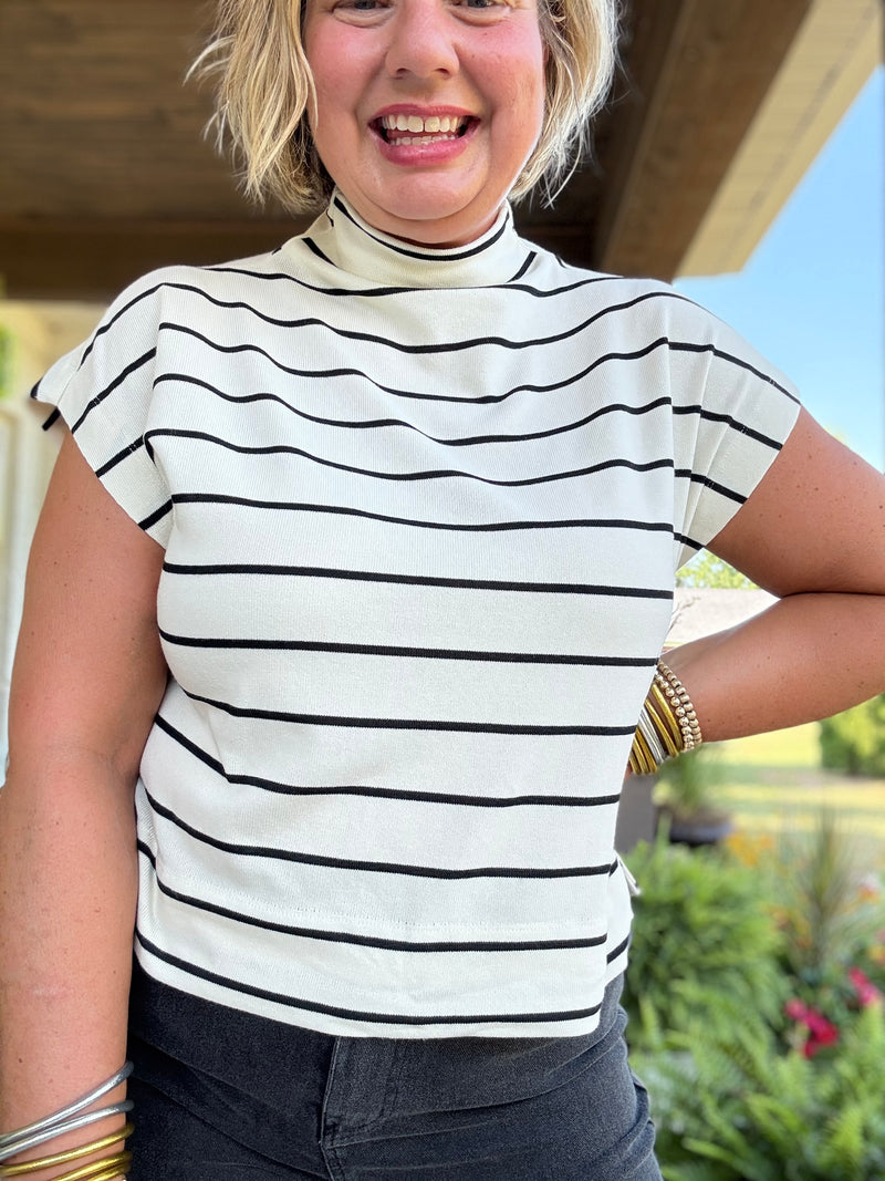 Maria Mock Neck Top - Cream