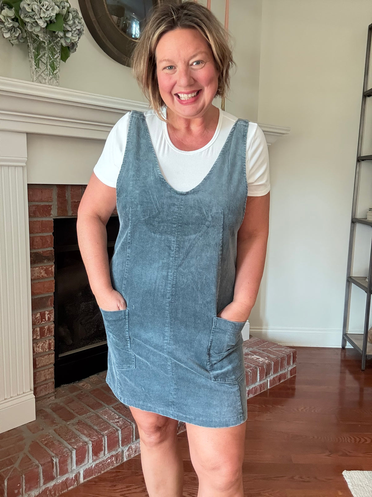 Rosie Corduroy Romper - Cobalt