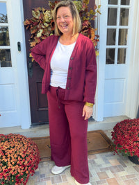 SPANX AirEssentials Wide Leg Pant - Vino Petite