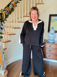 Black and Ivory Knit Lounge Set