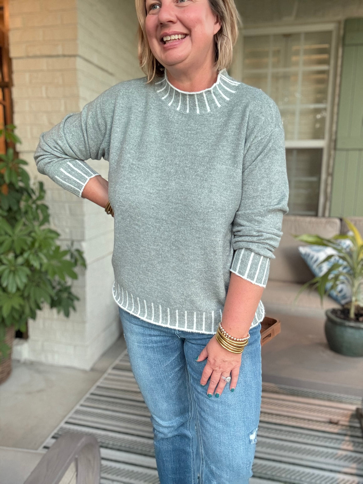 Mae Mock Turtleneck Sweater - Light Blue