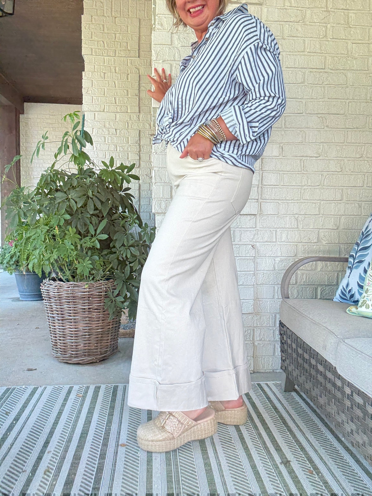 Anna Cuffed Pant - Sand