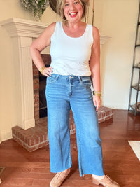 Aileeah High Rise Wide Crop Jeans