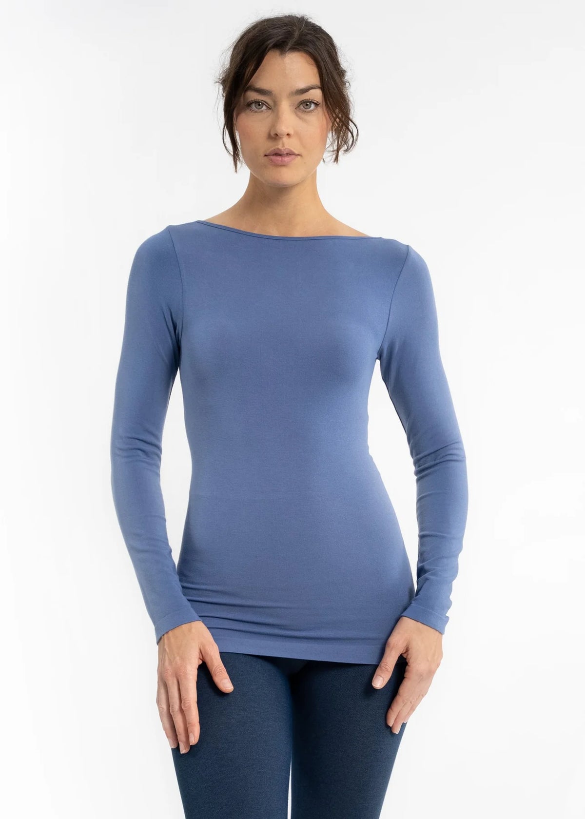 Zara Reversible Long Sleeve Top - Steel Blue