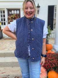 Harvest Corduroy Vest - Navy