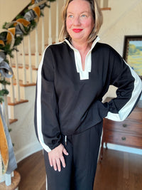 Black and Ivory Knit Lounge Set