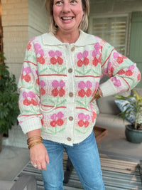 Vintage Floral Knit Cardigan