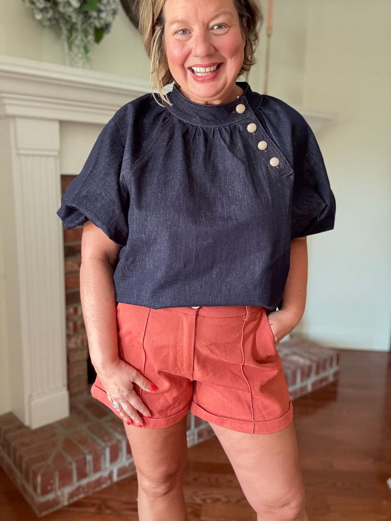 Goldie Denim Top w/ Buttons