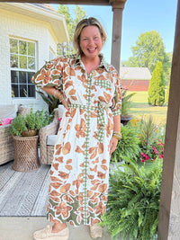Mae Printed Dress - Camel