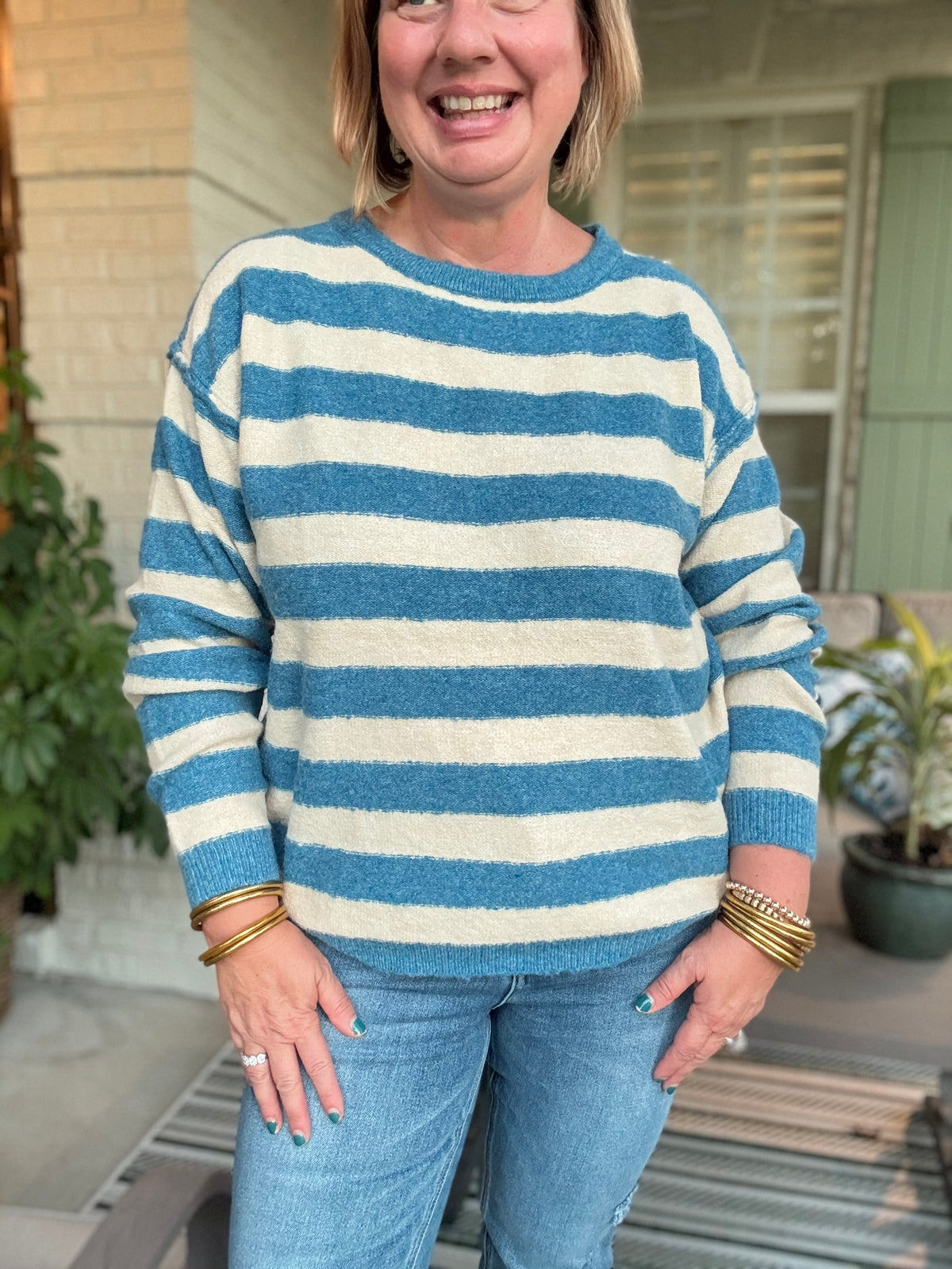 Coastal Breeze Striped Sweater - Blue