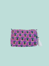 Purple Floral Quilted Cosmetic Bag - Multiple Sizes