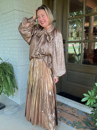 Sasha Metallic Tie-Neck Blouse
