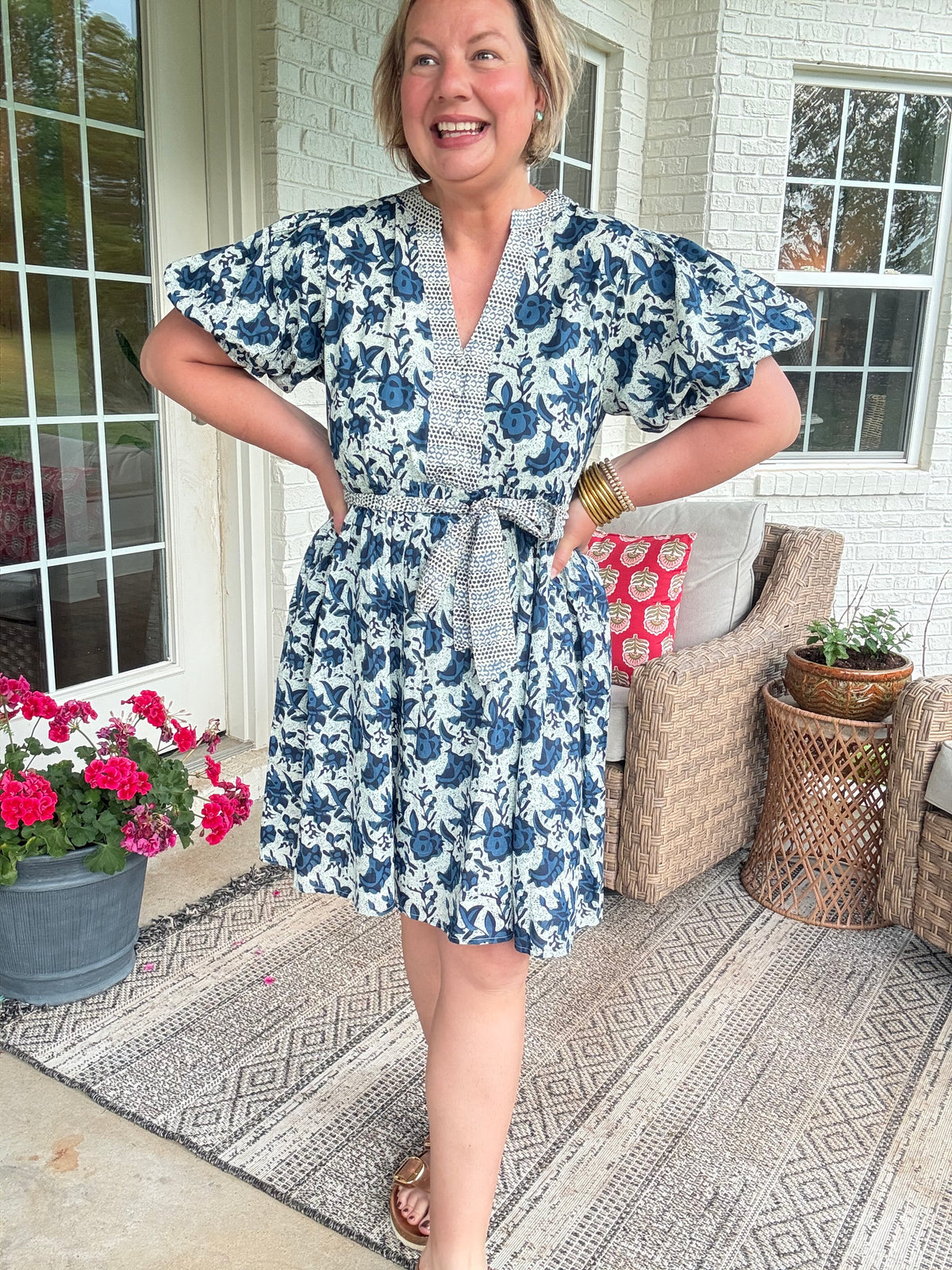 Garden Muse Tie Dress - Blue