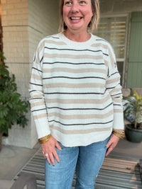 Winnie Taupe Striped Sweater