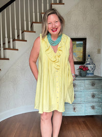 Ruffle Sleeve Dress - Yellow