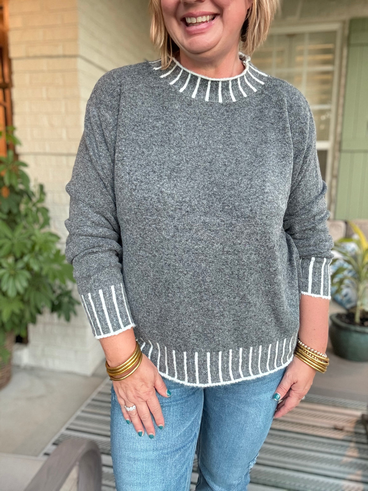 Mae Mock Turtleneck Sweater - Charcoal