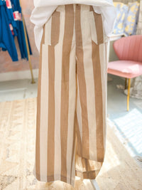 Taupe Stripe Wide Leg Pants