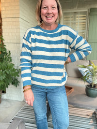 Coastal Breeze Striped Sweater - Blue