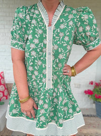 Ivy Floral Dress - Green