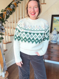 Evergreen Grace Cream Sweater
