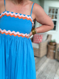 Sun Kissed Ric Rac Midi Dress - Blue