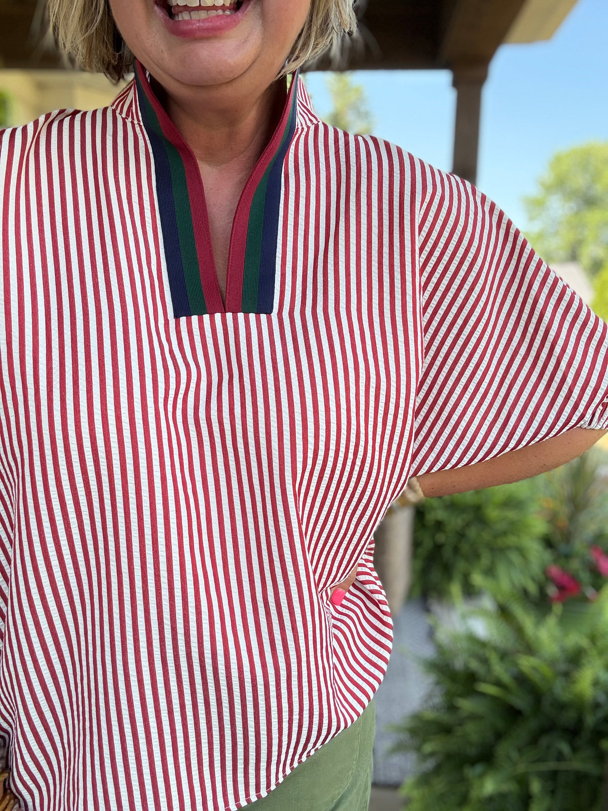 Chloe Stripe Top - Brick